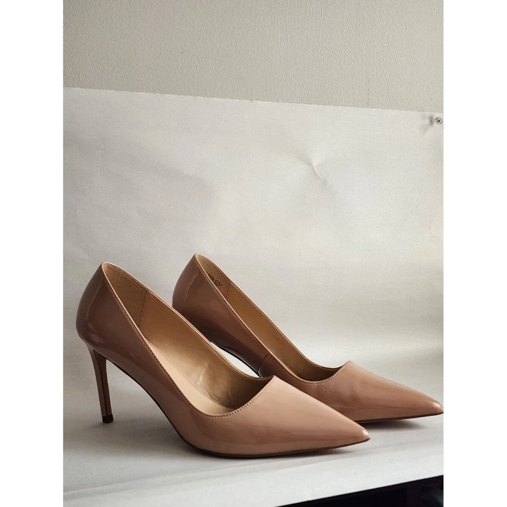 Ann Taylor Nude Patent Pointed Toe Stiletto Pumps Size 8
